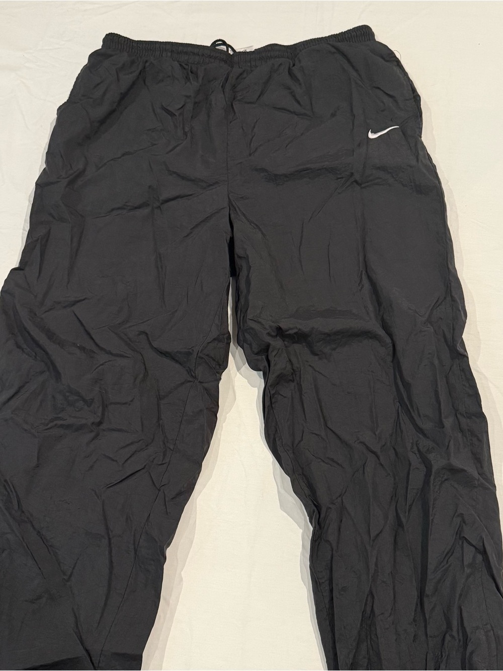 Vintage Nike Track Pants Mens L Large Black Windbreaker Nylon Zip White Tag